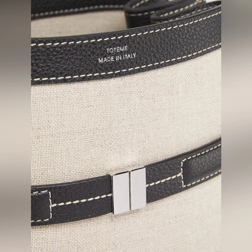 Toteme Belted Backed Bag, Canvas Black Leather - Picture 7 of 17